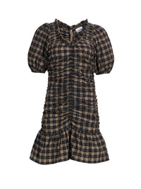Ganni - Plaid Seersucker Mini Dress
