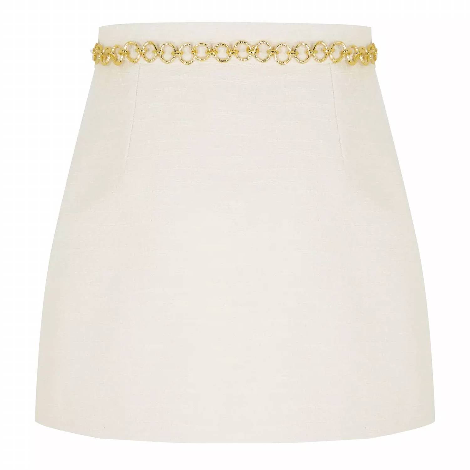 Gucci - Boucle Blended Skirt With Inverted Pleats And Gold Tone Gg Chain