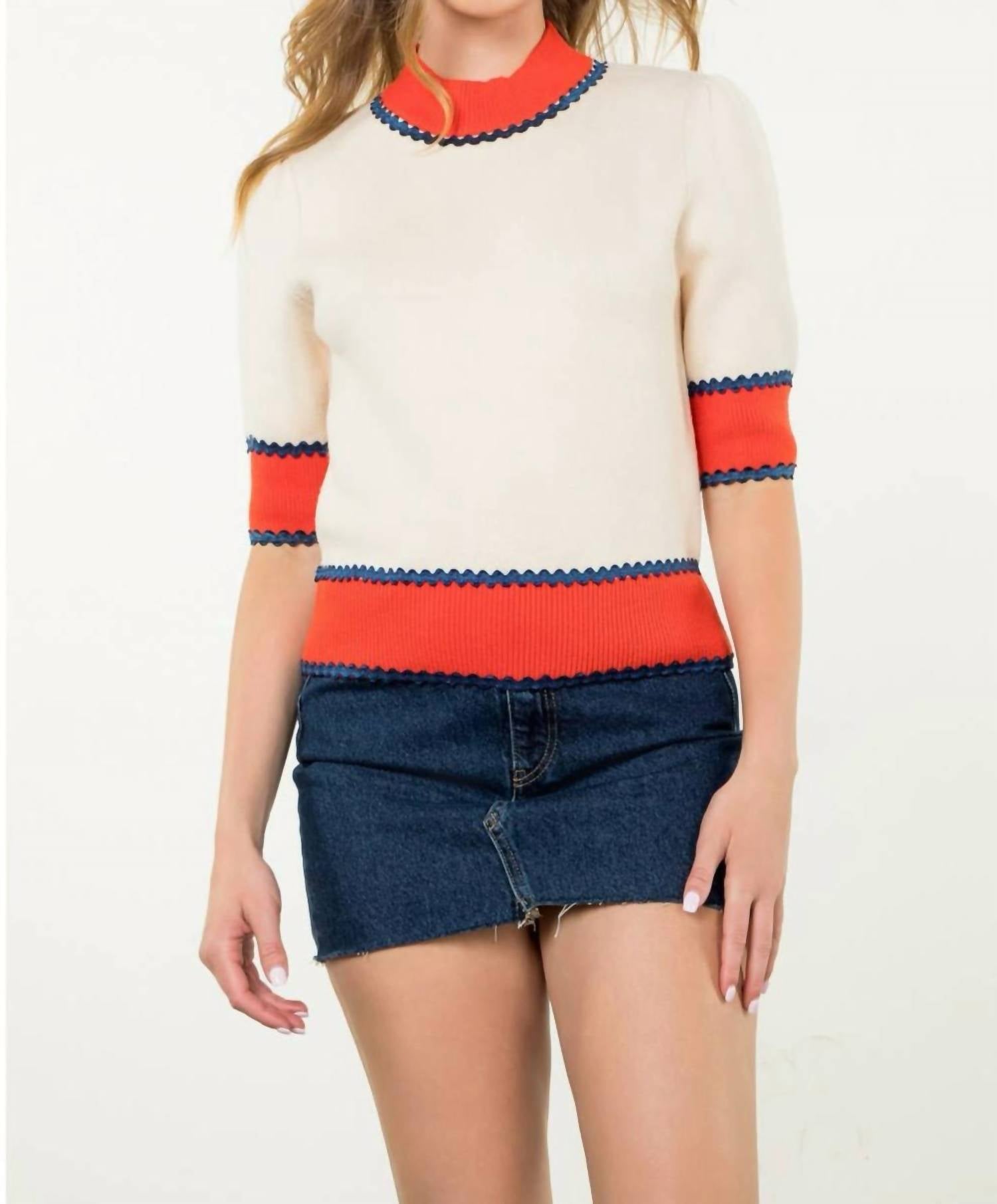 Thml - Short Sleeve Colorblock Knit Top