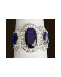 P & K Jewelry Women's Sterling Navy Cubic Zirconia Ring in blue silver - women's jewelry - detail view