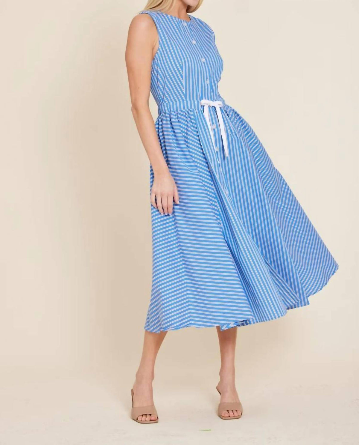 Dolce Cabo - Poplin Drawstring And Bow Back Midi Dress