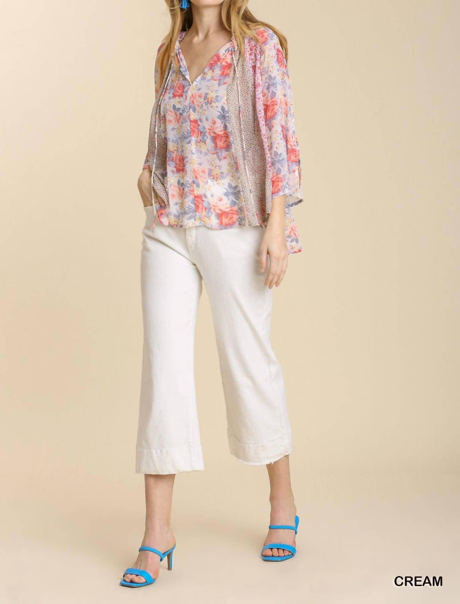 umgee Dual Desires Blouse in pink floral - women's blouse - view 4