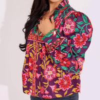 Alden Adair Oliver Long Sleeve Top in medieval floral - women's blouse - view 4