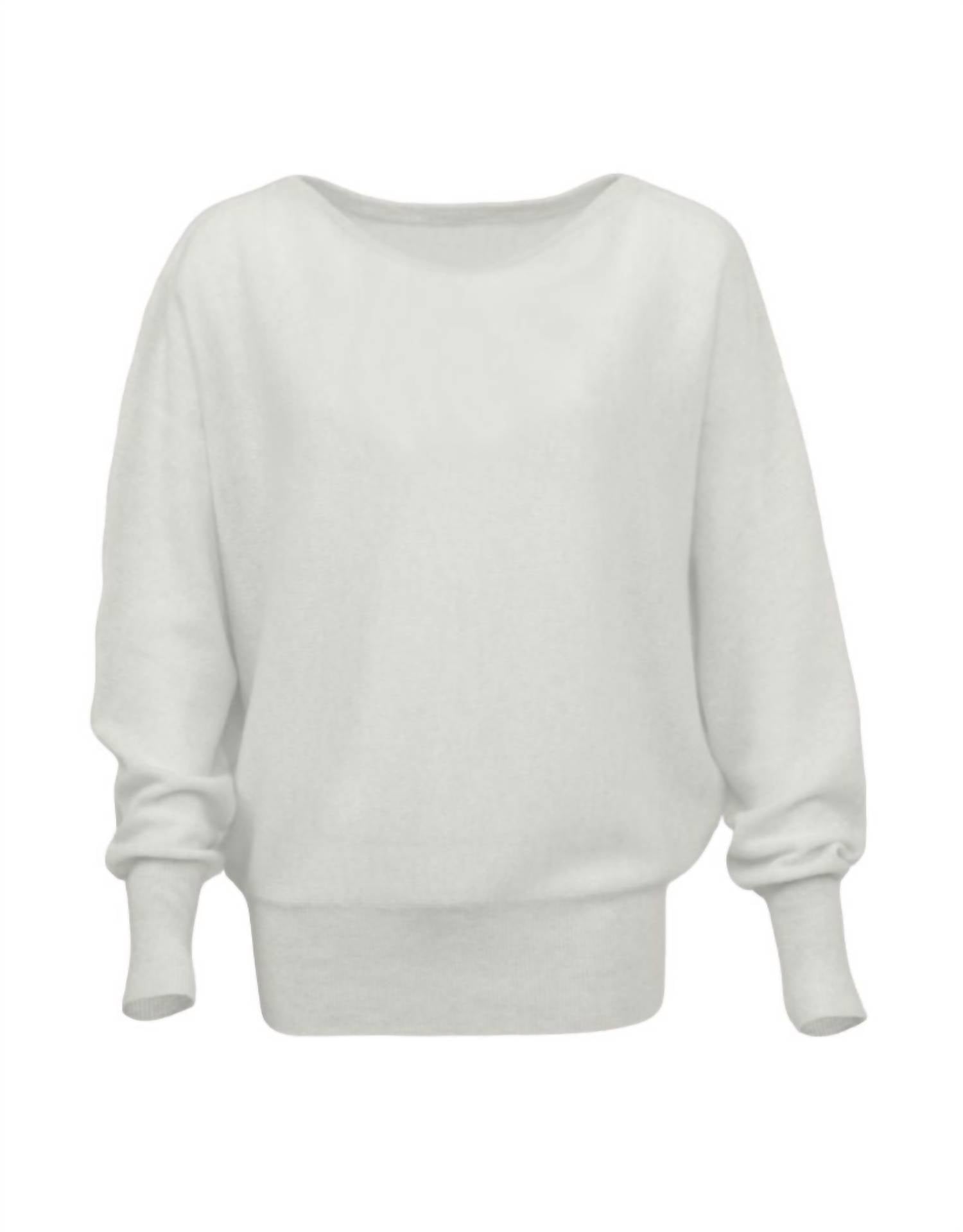 Brodie Cashmere Maldives Boat Neck Sweater in organic white - women's sweater - detail view
