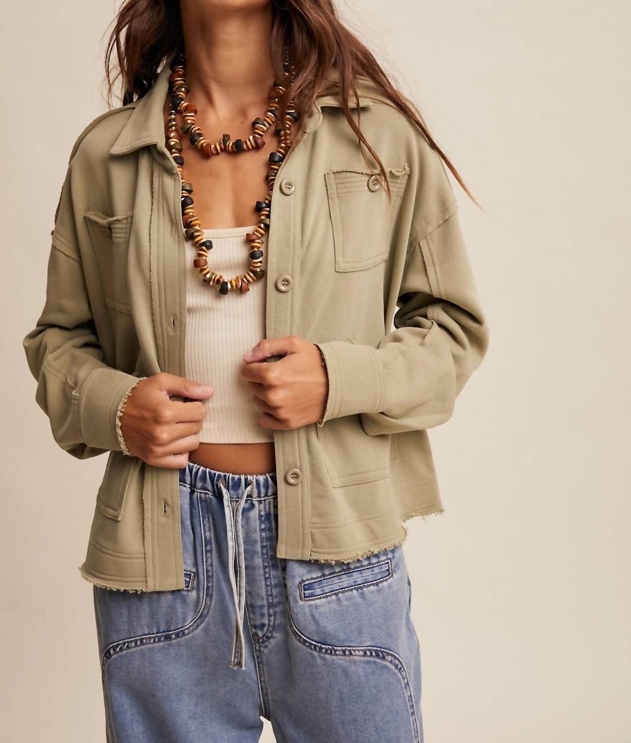 Listicle - Washed Knit Utility Shacket