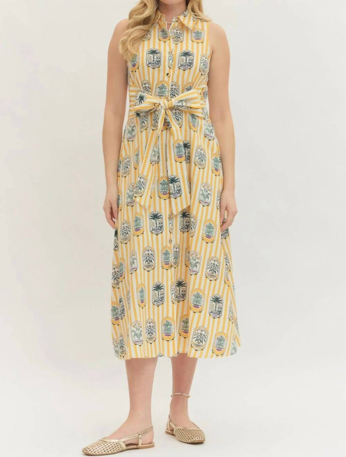 Entro - Stripe Palm Dress