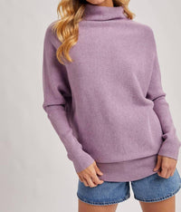 BluIvy Slouch Neck Dolman Sleeved Pullover Sweater in lavender - women's sweater