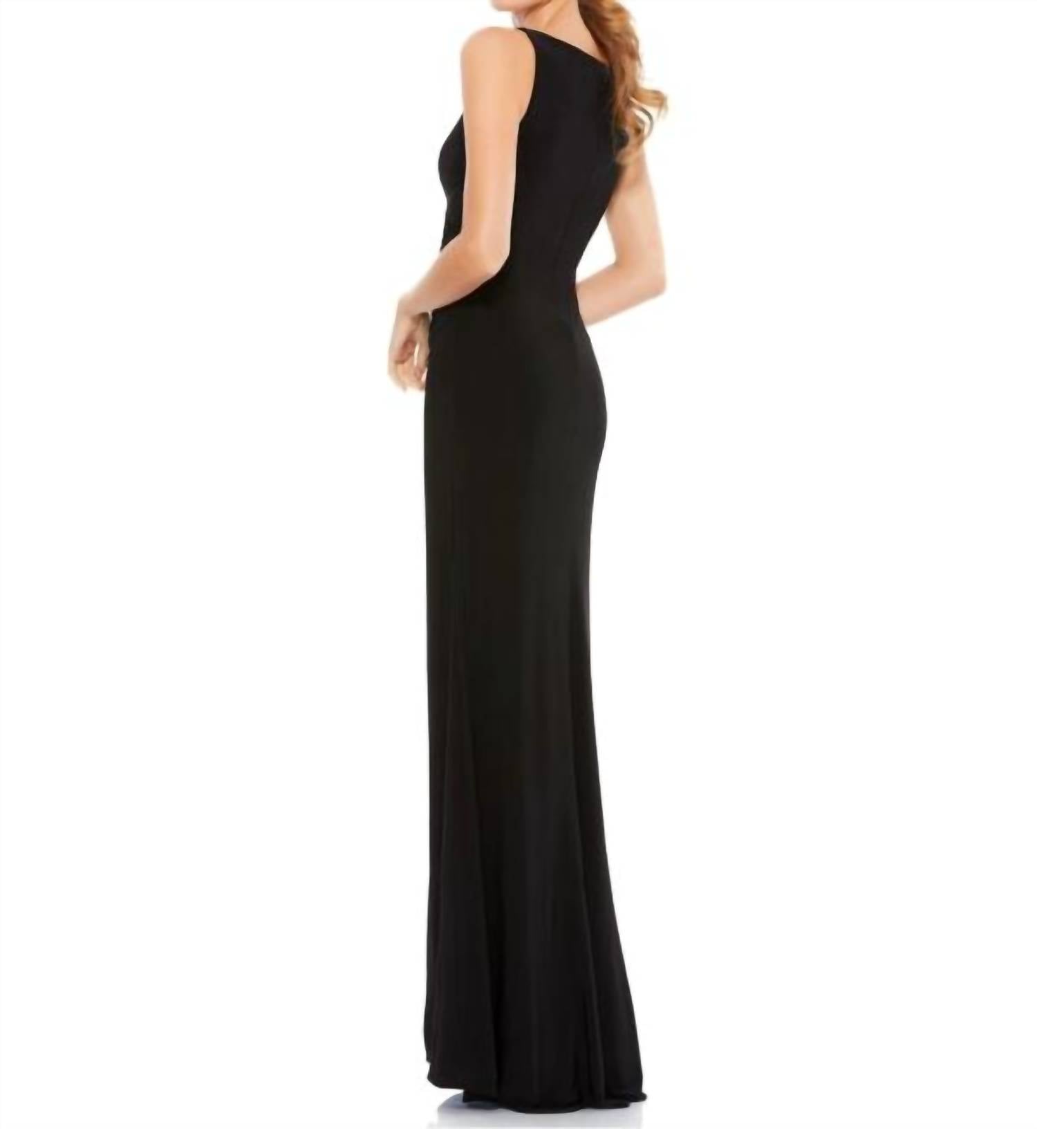 Ieena For Mac Duggal - High Slit Faux Wrap Dress