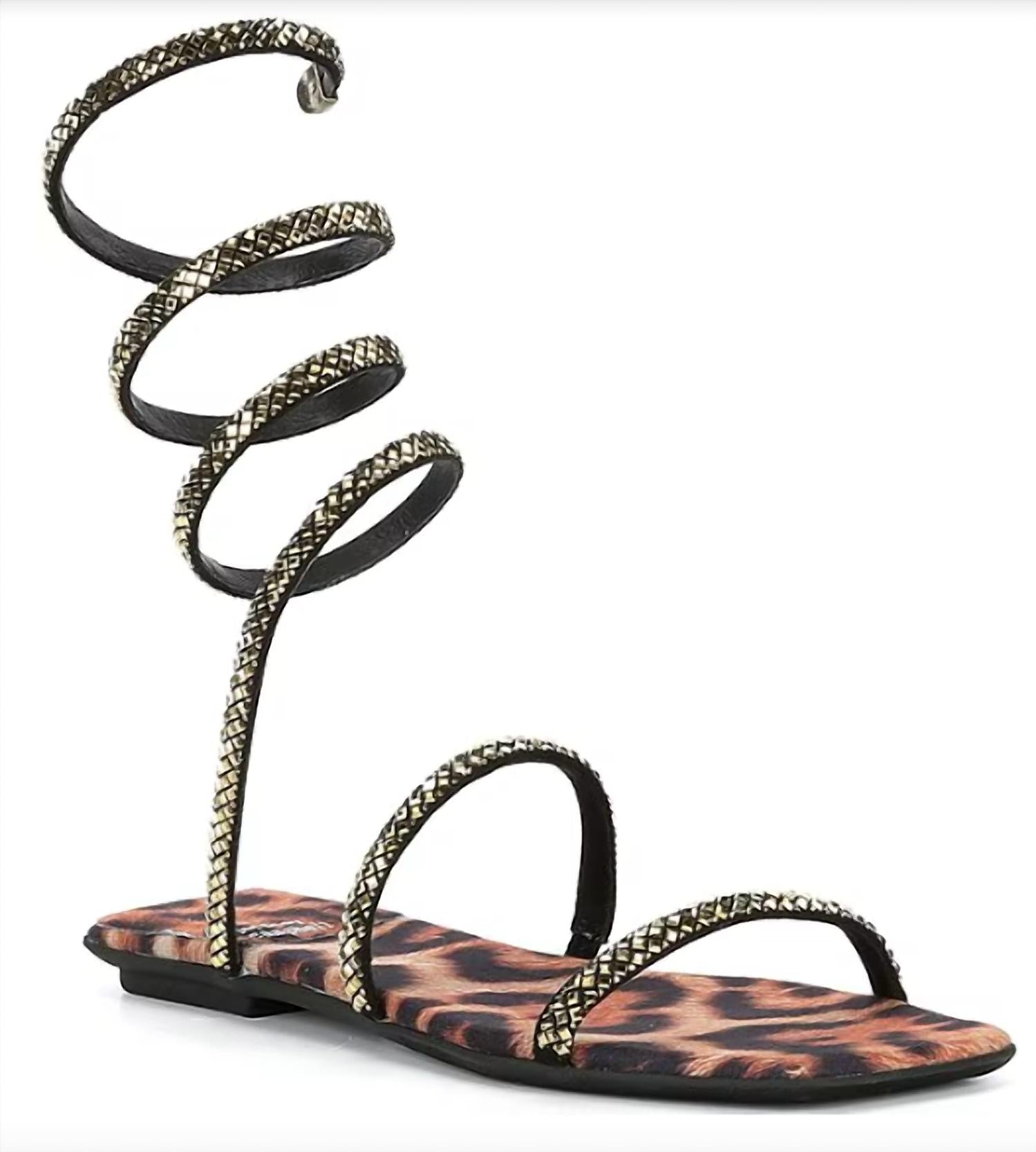 Jeffrey Campbell - Women's Slinked Rhinestone Print Ankle Wrap Flat Sandals