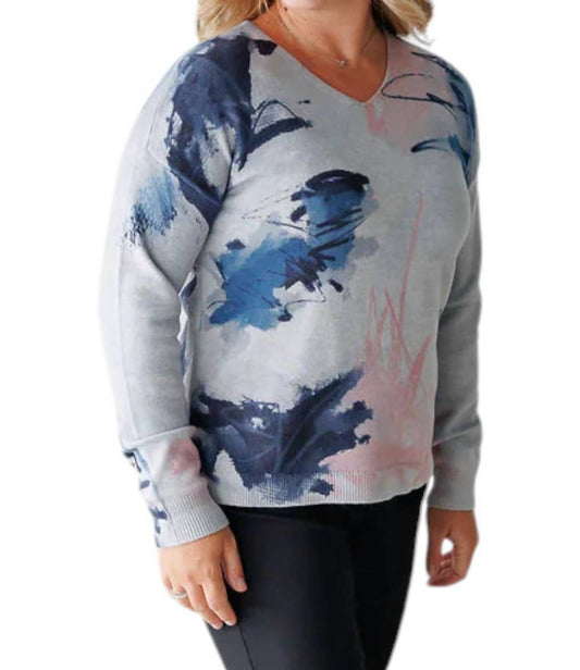 Charlie B - Plush V-Neck Printed Sweater