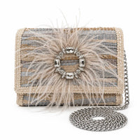 Elektra'S Workshop - Women's Ostrich Feather Regular Shoulder Bag