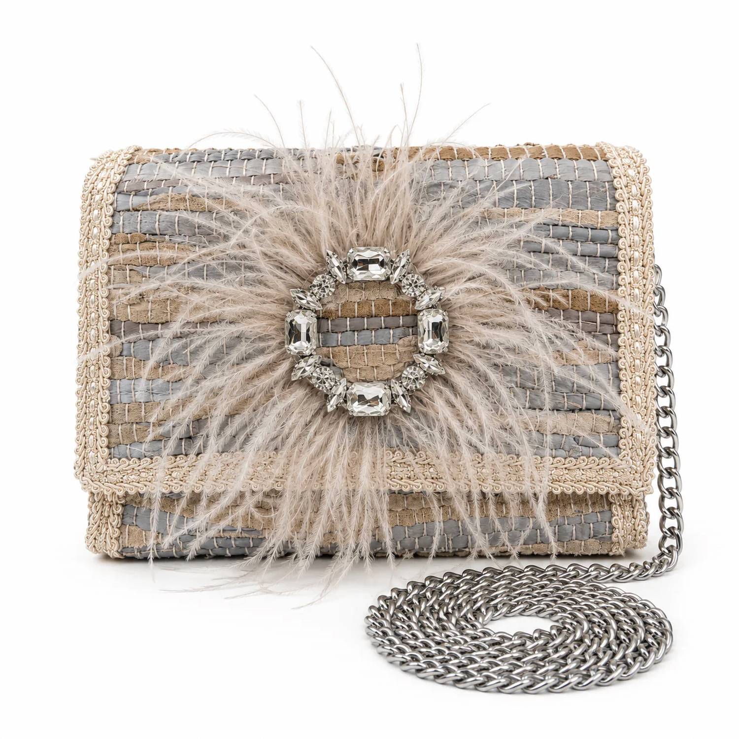 Elektra'S Workshop - Women's Ostrich Feather Regular Shoulder Bag