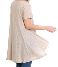 Umgee - Floral Crochet Lace Trim Tunic