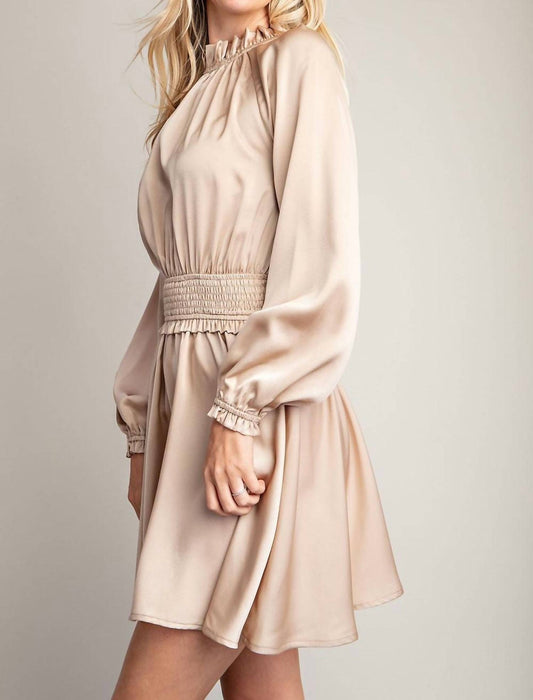 Glam - Angelica Long Sleeve Satin Dress