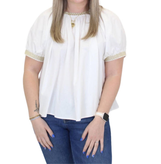 Heyson - Embroidered Trim And Bow Detail Top