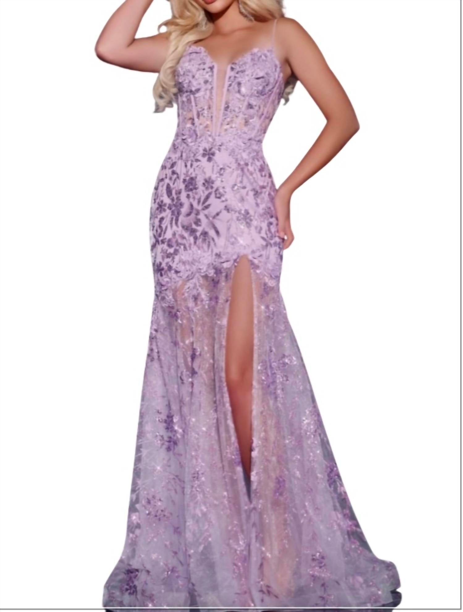 Jovani - Fitted align corsett gown