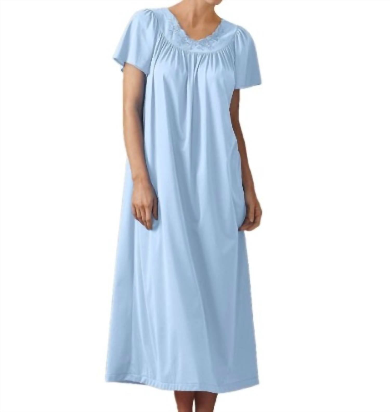 Shadowline Lingerie - Flower Petal Embroidery And Flutter Sleeves Long Nightgown