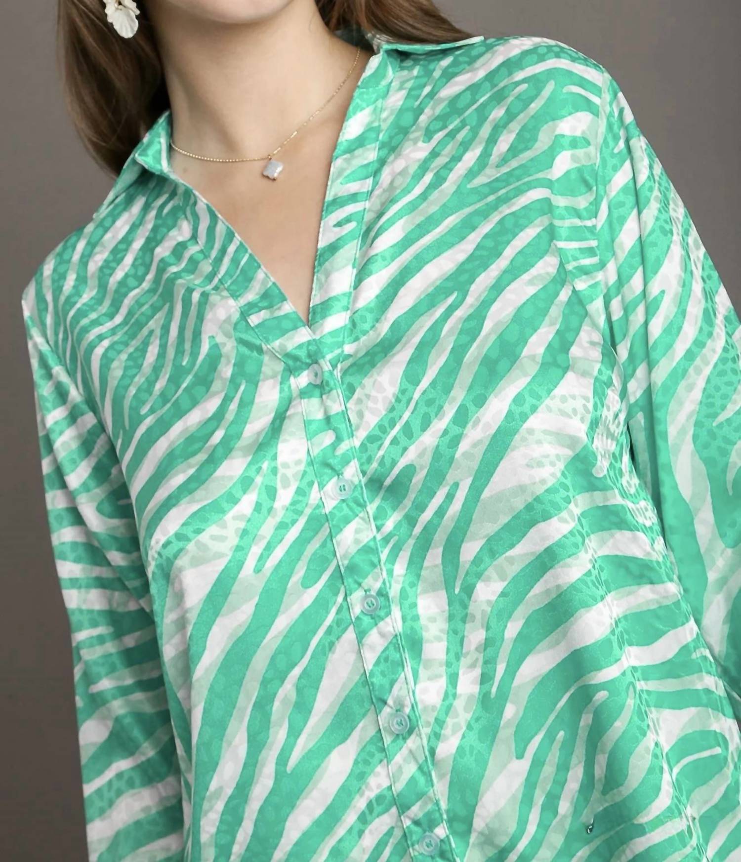 Umgee - Satin Button Down Collared Blouse