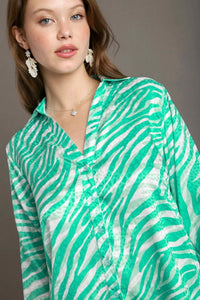 Umgee - Satin Button Down Collared Blouse