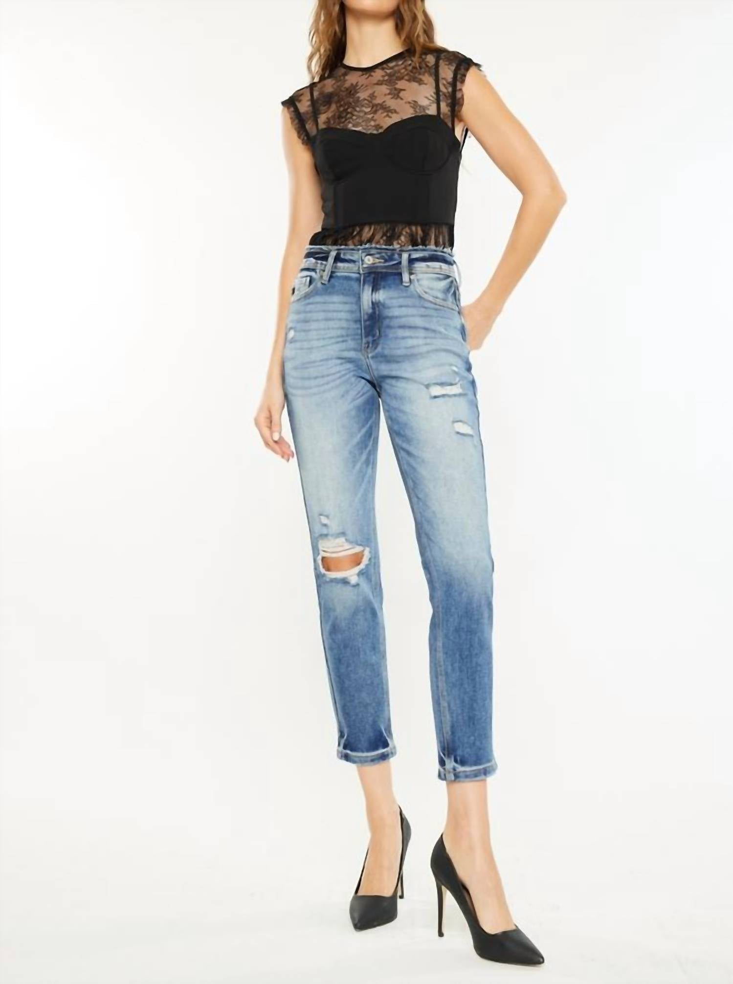 Kancan - Kate High Rise Mom Fit Relaxed Thigh Skinny Jean