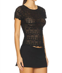 Free People - Angelina Lace Short Sleeve Tee