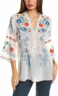Johnny Was Maverick Blouse in white - women's blouse