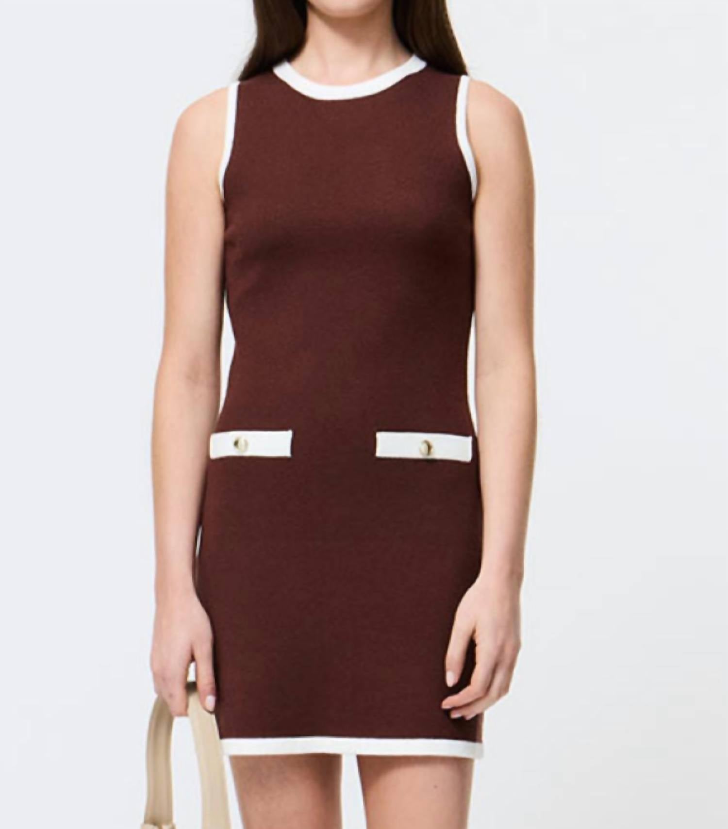 FRENCH CONNECTION Ruthie Knit Mini Dress in chocolate white - women's dress - view 5