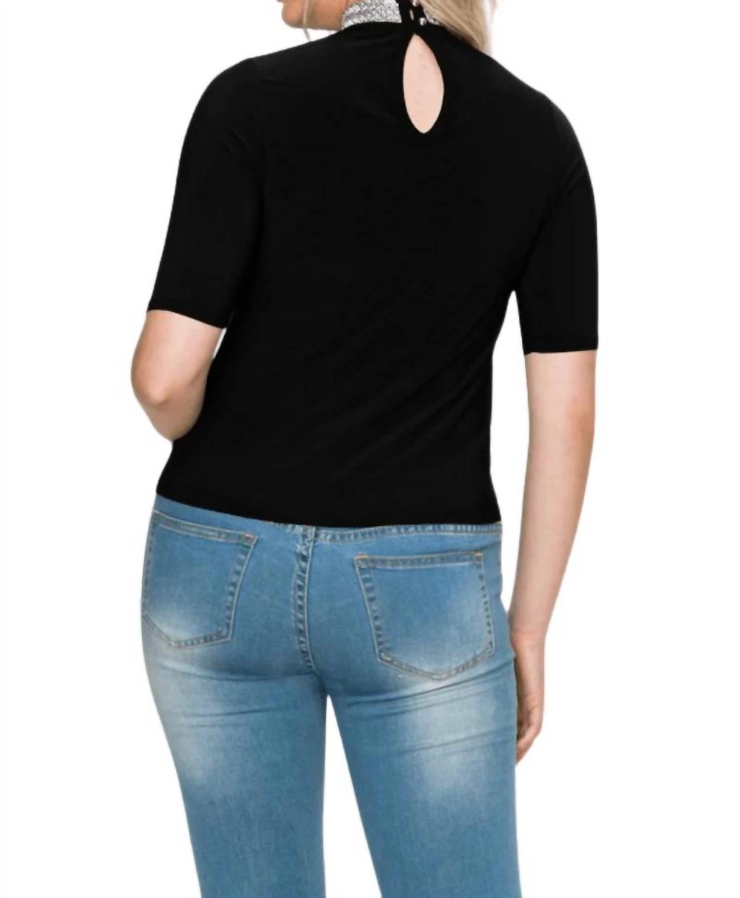 Perseption Concept - Alondra Embellished High Neck Collar Top
