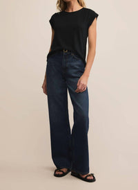 Z Supply Whisper Crewneck Top in black - women's t-shirt - view 4