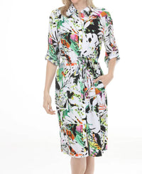Joseph Ribkoff - Tropical Drawstring Waist Shirt Dress