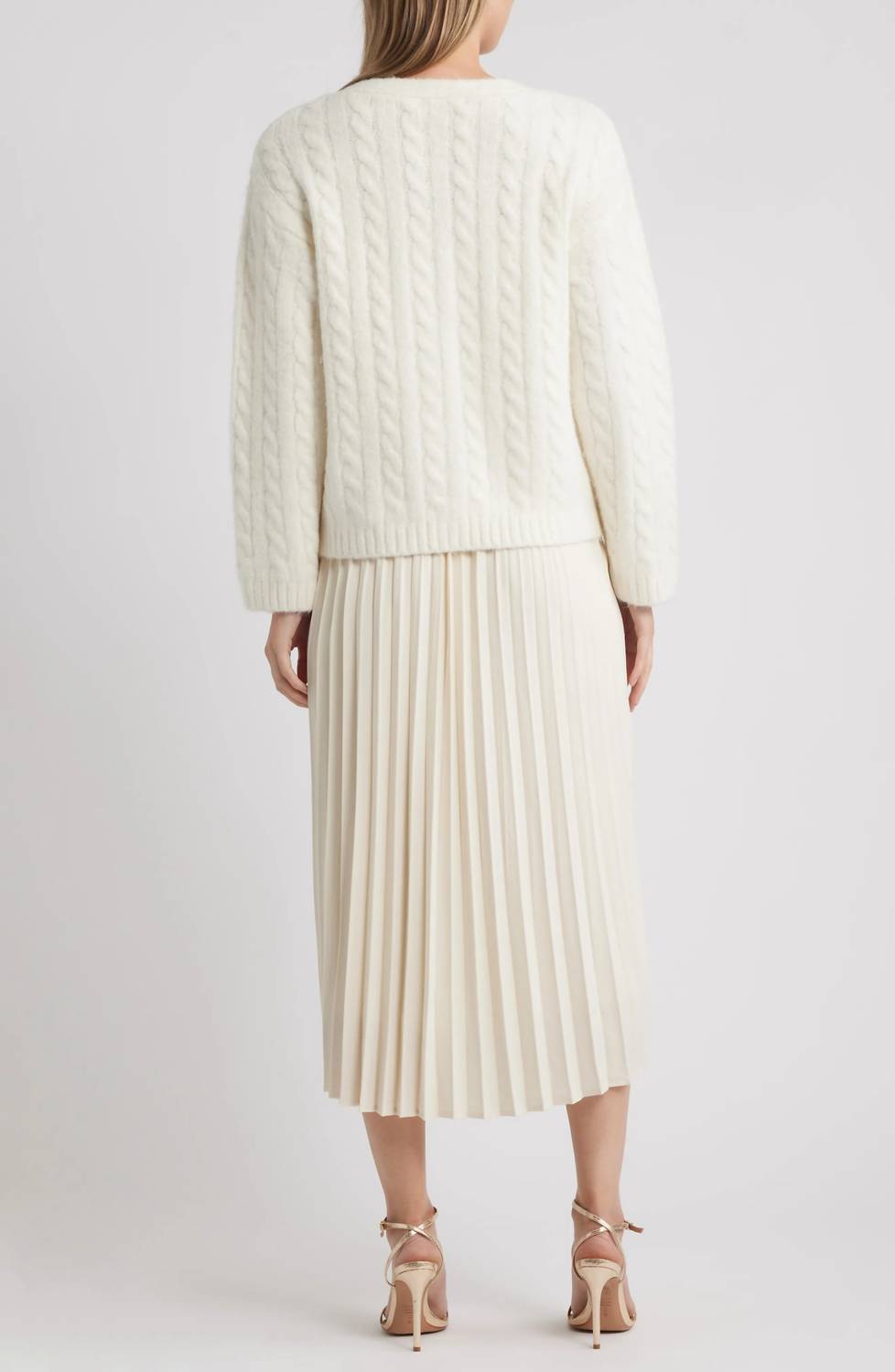 Zoe And Claire - Pleated Slipdress And Cardigan Set