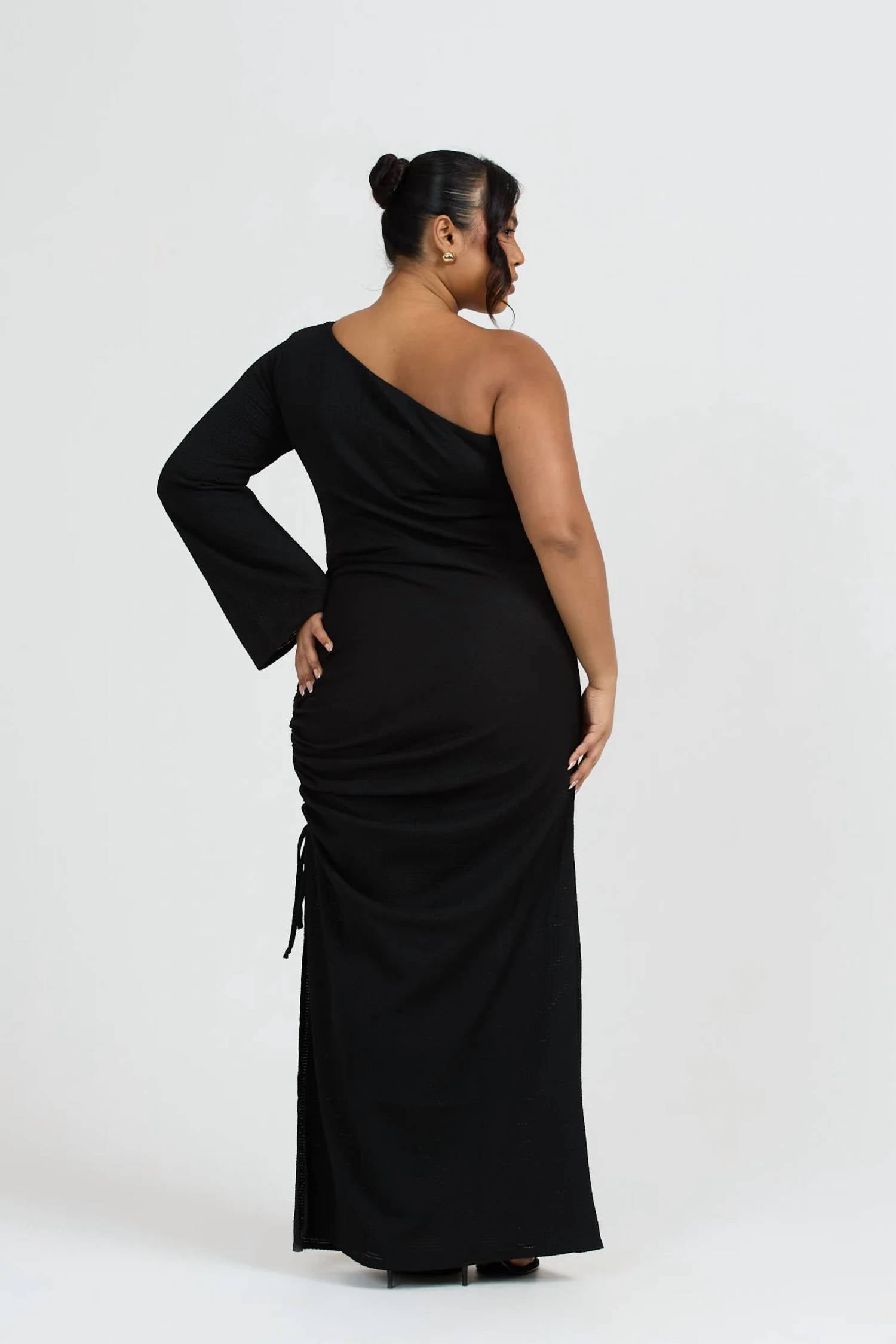 Fashion Szn Curve - One Shoulder Flare Sleeve Maxi Dress - Plus Size