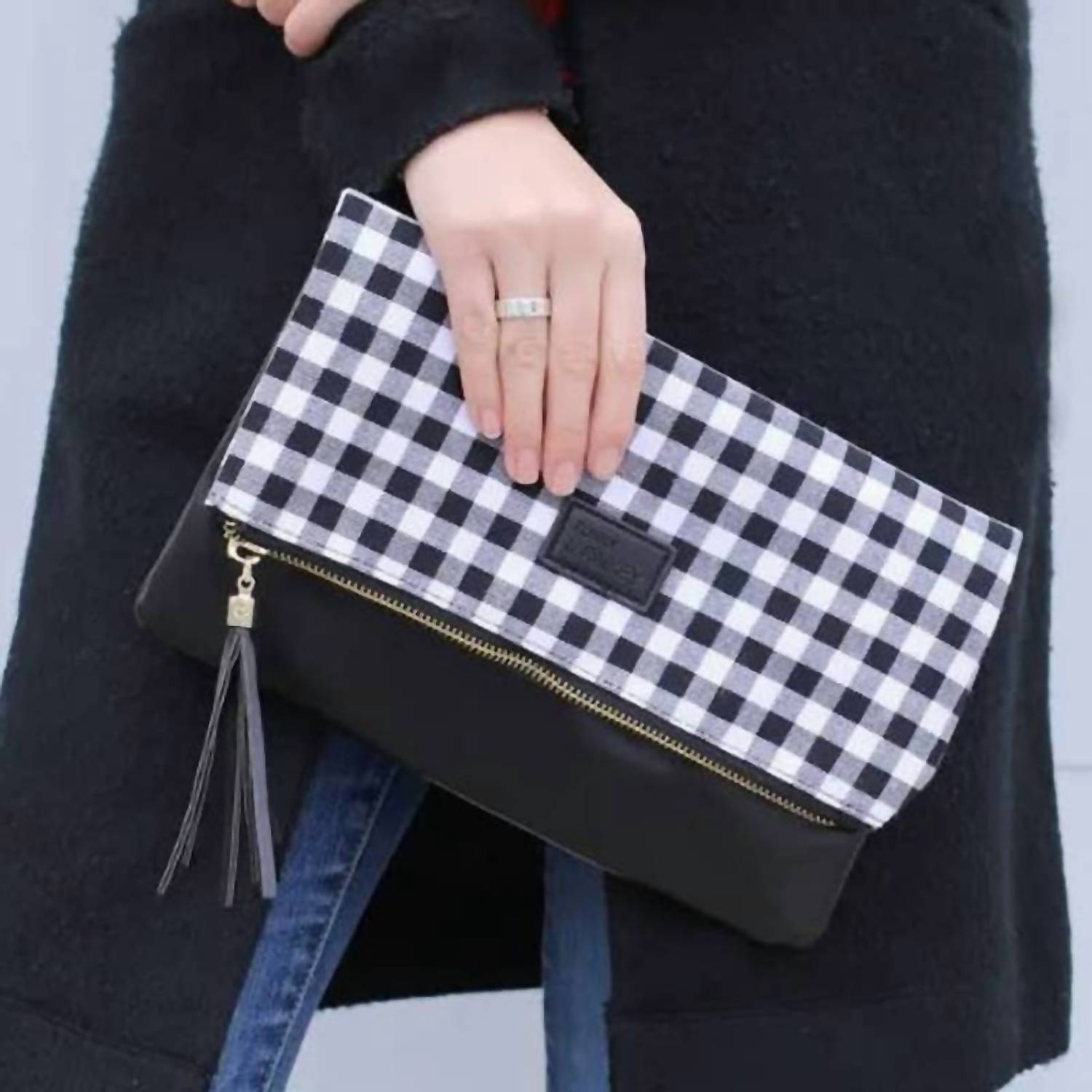 Funky Monkey - Women's Buffalo Check Foldover Clutch