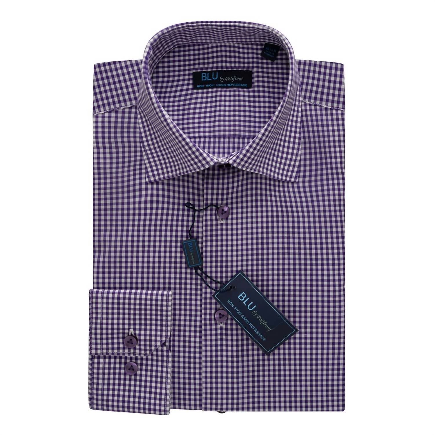 Blu By Polifroni - Men's Slim-fit Long Sleeve Dress Shirt