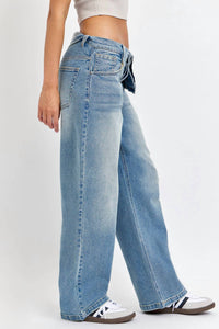 CELLO 90's Baby Asymmetric Waist Jeans in blue - women's jeans - alternate view