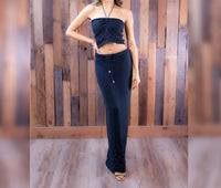 ocean drive Women's Crochet Maxi Skirt in navy - women's skirt - detail view