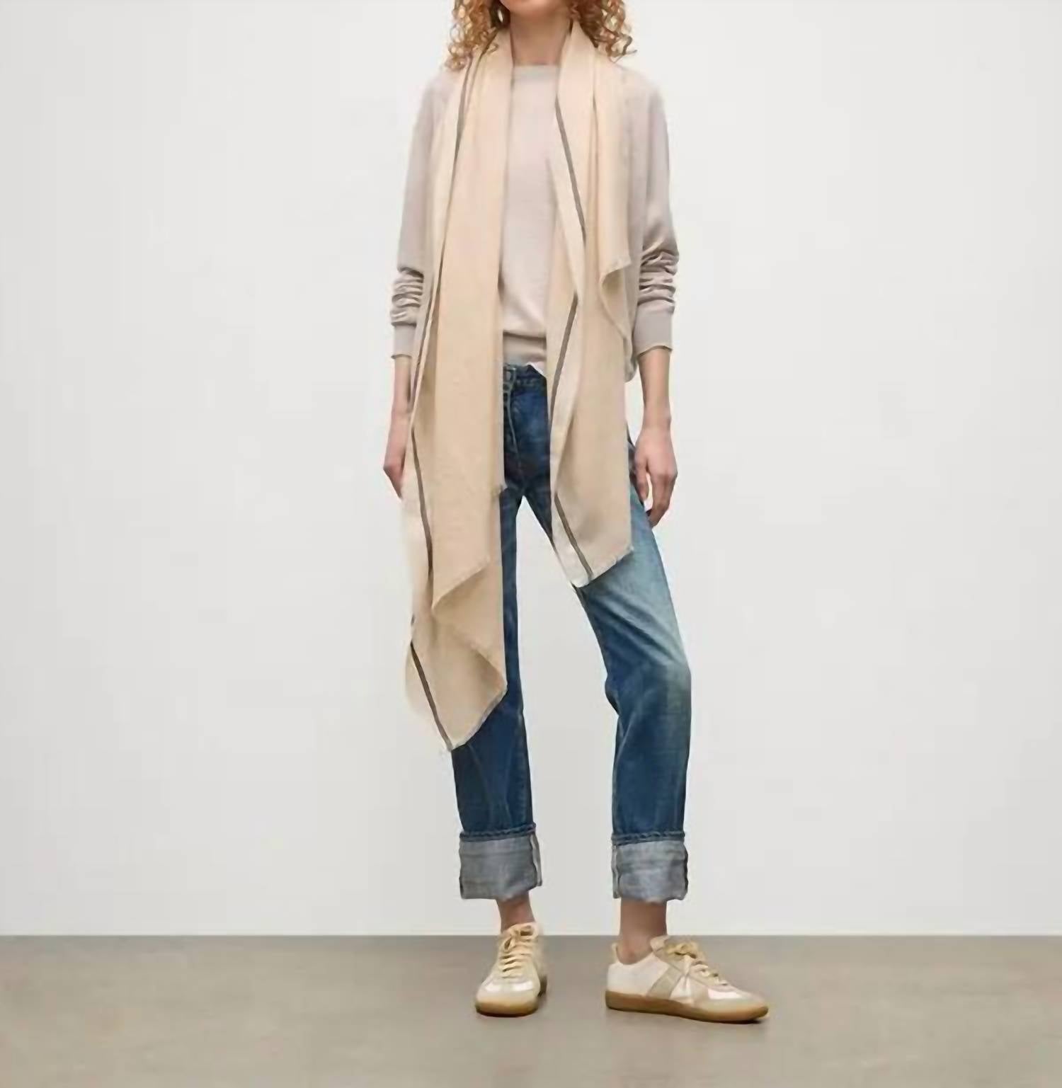 Johnstons of Elgin Women's Ives Scarf in natural - women's scarf - alternate view