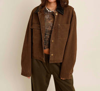 ELAN DUST RIDER CROPPED BARN JACKET in brown - women's jacket