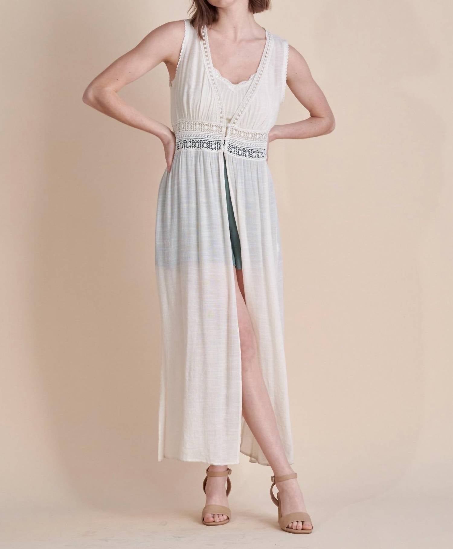 Allie Rose - Textured Woven Sleeveless Duster