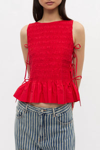 Ganni - Cotton Smock Tie Top