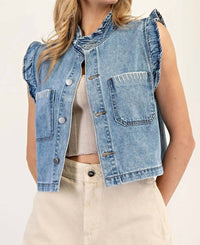 Ee:Some - Denim Ruffle Stitch Vest