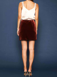 Skies Are Blue - Velvet Side Slit Mini Skirt