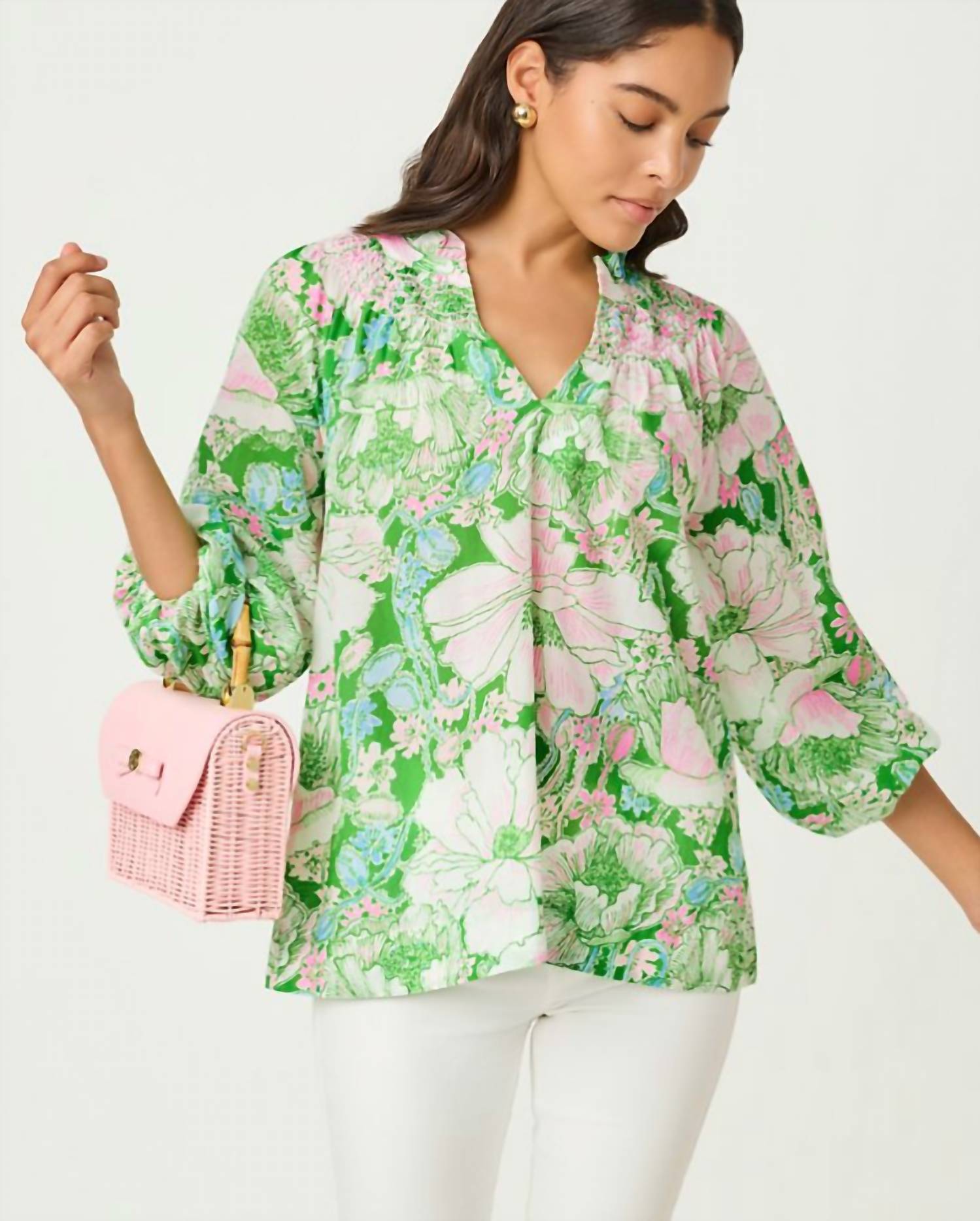 Lilly Pulitzer - LOURDES 3/4 SLEEVE COTTON TOP