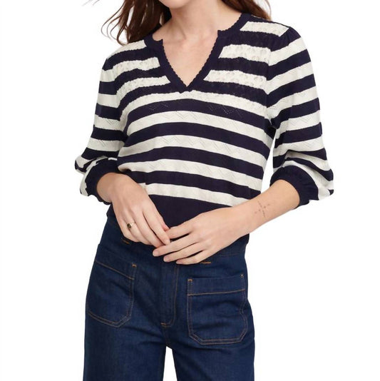 &Isla - PEACE STRIPE NOVELTY VEE SWEATER