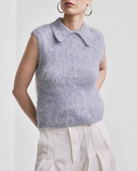 byTiMo Hairy Knit Sleeveless Vest in sky blue - women's jacket
