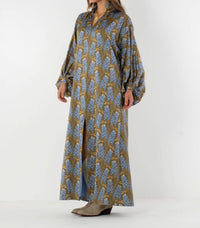 Emily McCarthy Fiona Blouson Sleeves Dress in blue bonnet - women's dress - alternate view