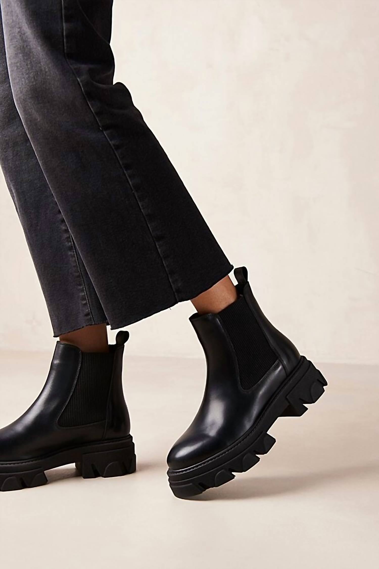 ALOHAS Women's Berenice Leather Ankle Boots in black - women's shoe - alternate view