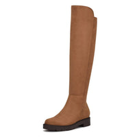 Nine West - Women's Tread2 Zipper Leather Round Toe Over The Knee Boots