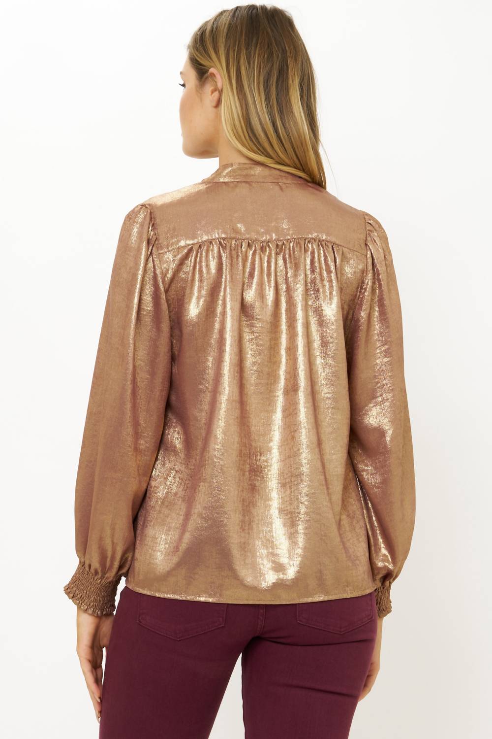 Oliphant - V-neck Pintuck Blouse