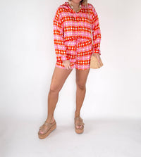 Karlie Retro Floral Short in pink orange - women's shorts